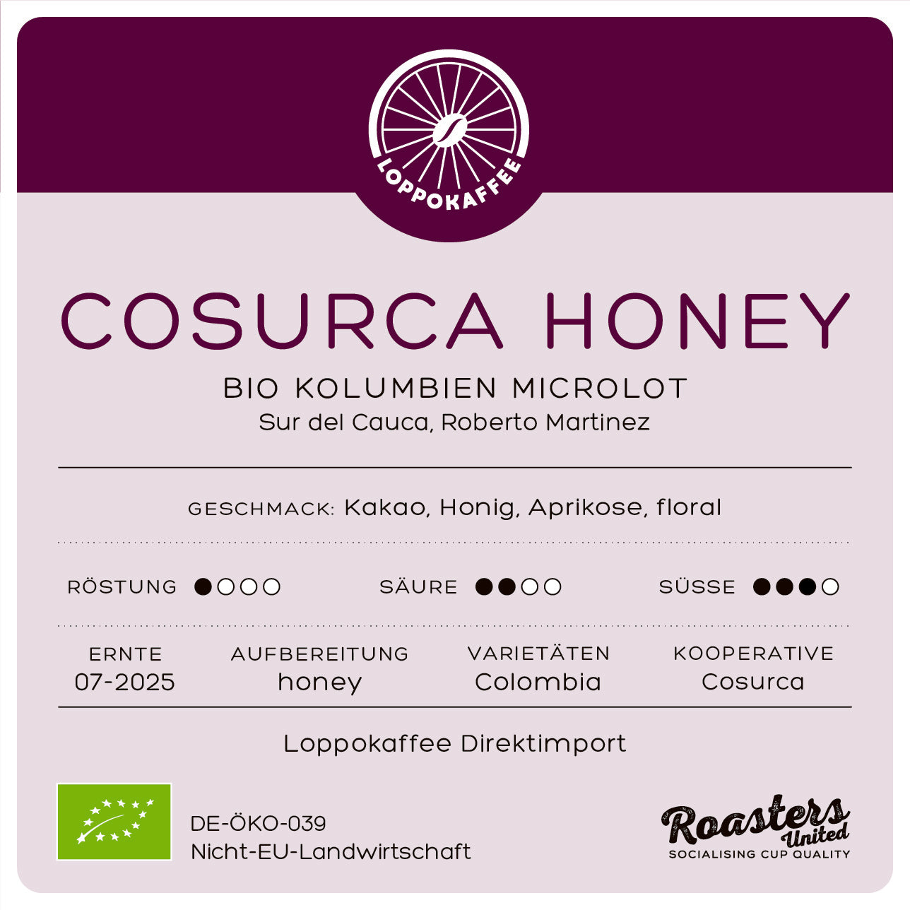 NEU! BIO KOLUMBIEN HONEY COSURCA Ernte 2025 Microlot