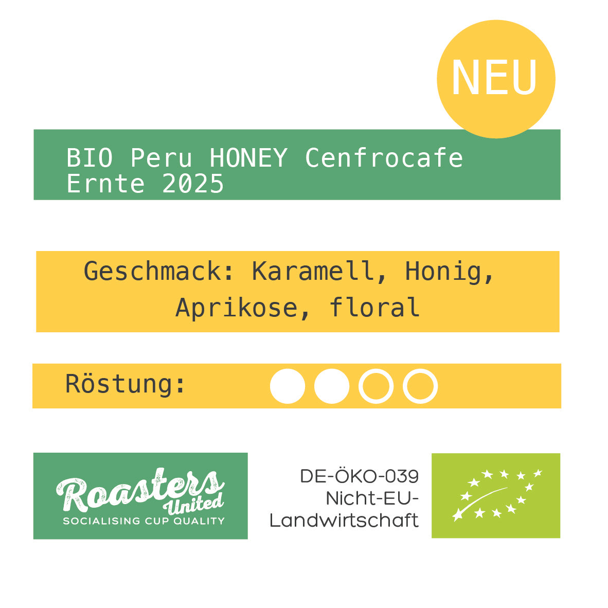 NEU BIO PERU BIO CENFROCAFE HONEY Ernte 2025