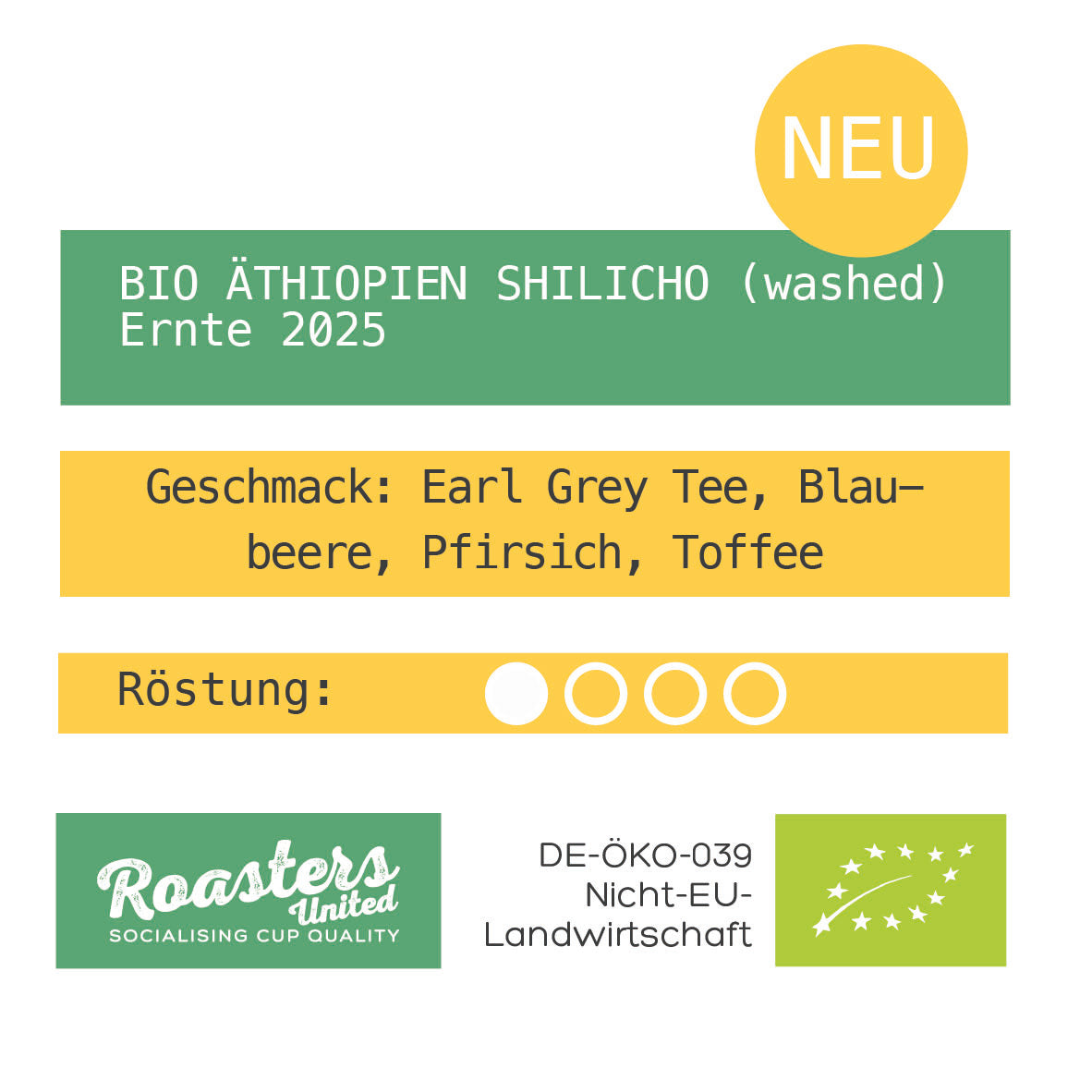 NEU!! BIO ÄTHIOPIEN SHILICHO (washed) Ernte 2025