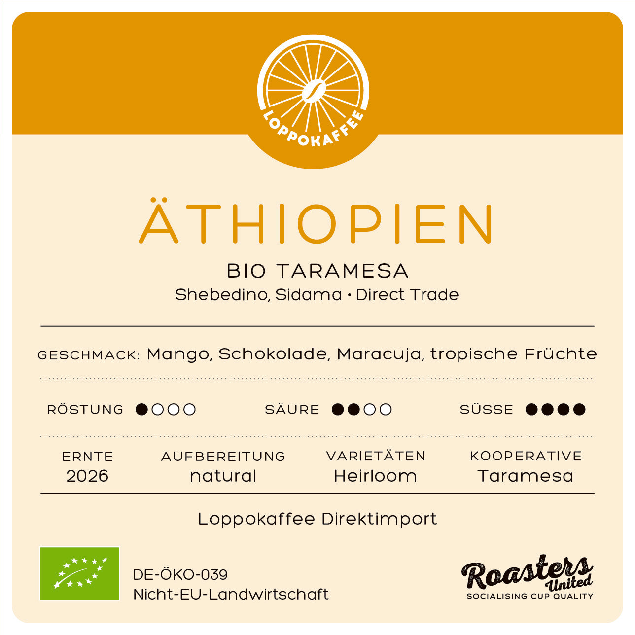 NEUE ERNTE! BIO ÄTHIOPIEN TARAMESA (natural) Ernte 2026